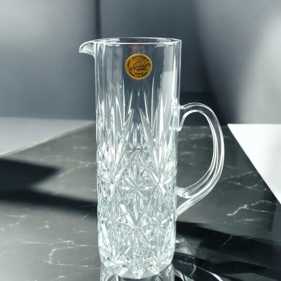 Vintage Cristal d'Arques France Mid Century Crystal Cocktail Pitcher Barware NEW - Picture 1 of 9